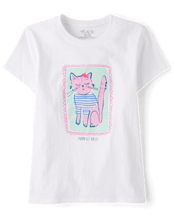 T-shirt graphique chat pour filles