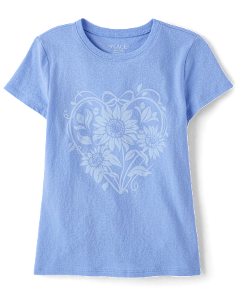 Girls Floral Heart Graphic Tee