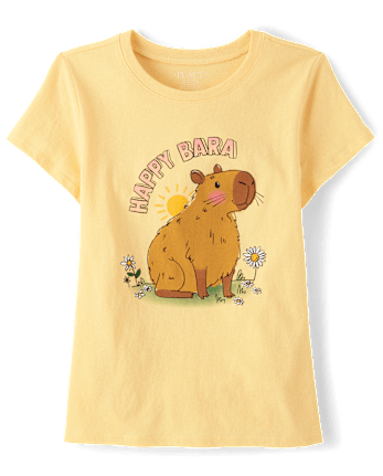 Girls Happy Capybara Graphic Tee