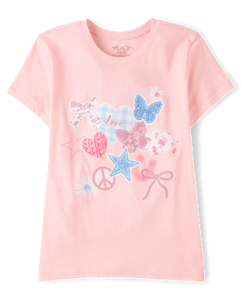 T-shirt graphique à patchs pour filles