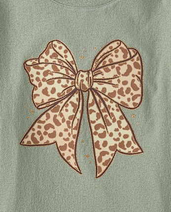 Girls Leopard Bow Graphic Tee