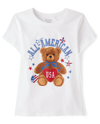 Girls Americana Bear Graphic Tee