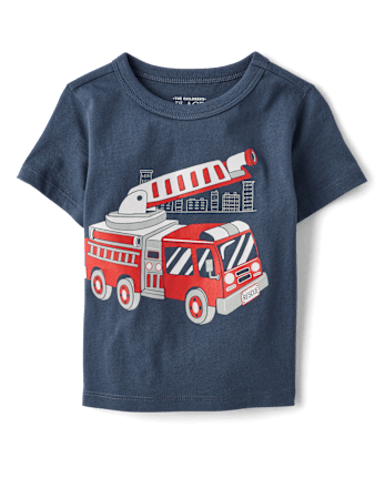 Baby And Toddler Boys Fire Truck Graphic Tee