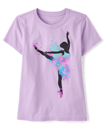 Girls Paint Splatter Ballerina Graphic Tee