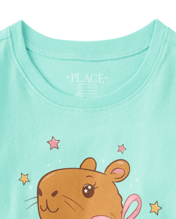 Girls Capybara Drink Graphic Tee
