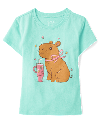 Girls Capybara Drink Graphic Tee
