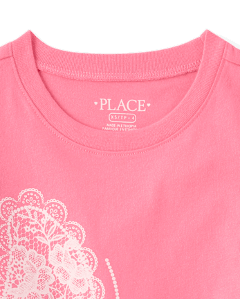 Girls Faux Lace Butterfly Graphic Tee