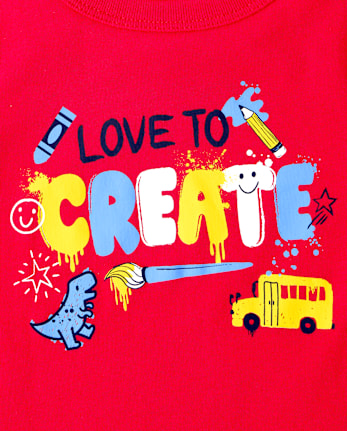 Baby And Toddler Boys School Love To Create Graphic Tee