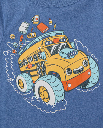 Baby And Toddler Boys School Monster Truck Graphic Tee