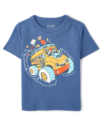 Baby And Toddler Boys School Monster Truck Graphic Tee
