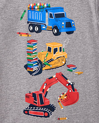 Baby And Toddler Boys School Construction Vehicle Graphic Tee