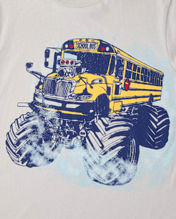 Boys School Bus Monster Truck Graphic Tee