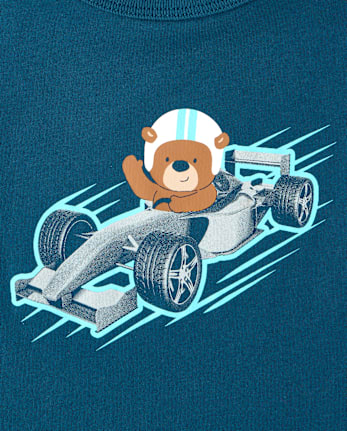 Baby And Toddler Boys Bear Racecar Graphic Tee