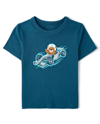 Baby And Toddler Boys Bear Racecar Graphic Tee