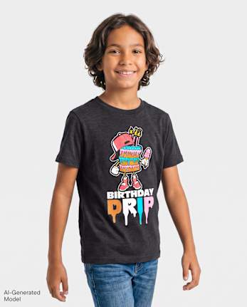 T-shirt graphique d'anniversaire pour garçon - S/D PITCH BLACK