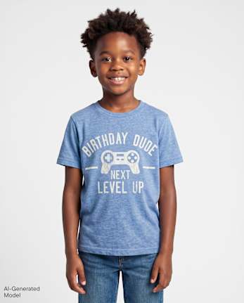 Boys Birthday Dude Graphic Tee - S/D FRENCH BLUE