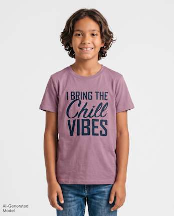 Boys Chill Vibes Graphic Tee - SOFT BERRY