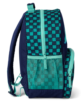 Toddler Boys Checkered Embroidered Patch Backpack