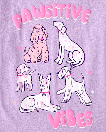Girls Pawsitive Vibes Graphic Tee