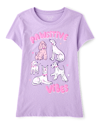 Girls Pawsitive Vibes Graphic Tee