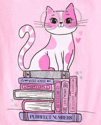 Girls School Cat Books Graphic Tee