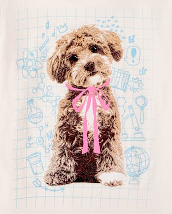 Girls Dog Bow Graphic Tee