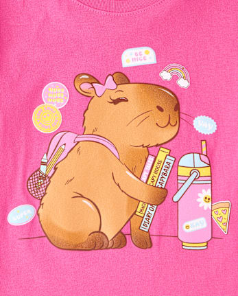 Girls School Capybara Graphic Tee
