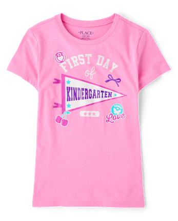Girls School First Day Of Kindergarten Graphic Tee
