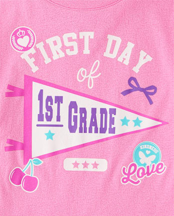 Girls School First Day Of 1st Grade Graphic Tee