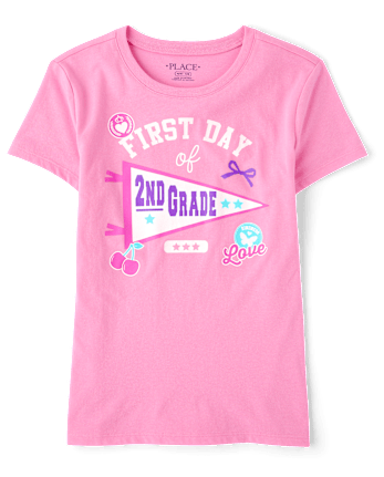 Girls School First Day Of 2nd Grade Graphic Tee