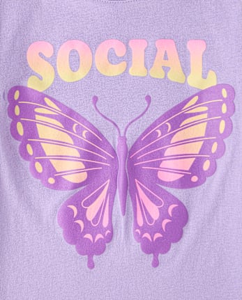 Girls Social Butterfly Graphic Tee