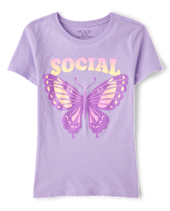 Girls Social Butterfly Graphic Tee