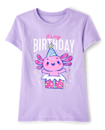 Girls Birthday Axolotl Graphic Tee