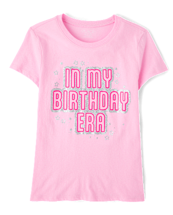 Girls Glitter Birthday Era Graphic Tee
