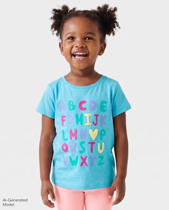 Baby And Toddler Girls Alphabet Graphic Tee - SD TEALWATRS CL