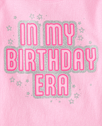 Baby And Toddler Girls Glitter Birthday Era Graphic Tee