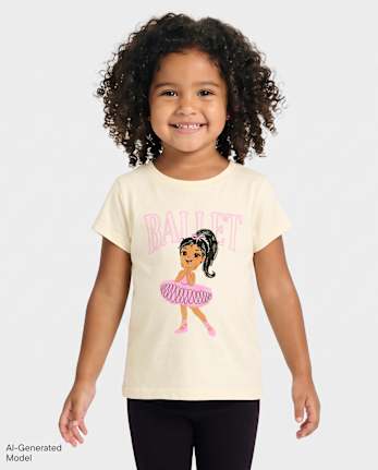 Baby And Toddler Girls Ballet Graphic Tee - FAIR IVORY