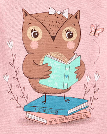 Baby And Toddler Girls Owl Graphic Tee