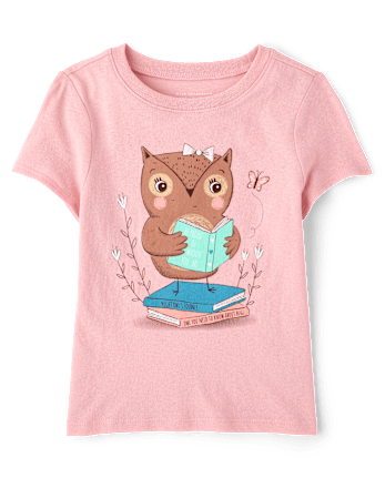 Baby And Toddler Girls Owl Graphic Tee