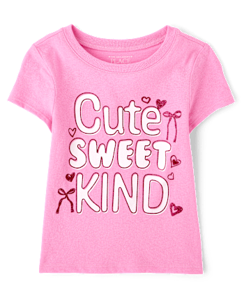 Baby And Toddler Girls Cute Sweet Kind Graphic Tee