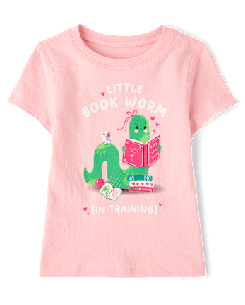 Baby And Toddler Girls Book Worm Graphic Tee