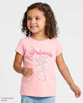 Baby And Toddler Girls Princess Graphic Tee - PINK SEA SALT