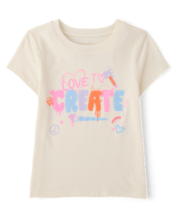 Baby And Toddler Girls School Love To Create Graphic Tee
