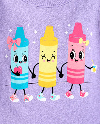 Baby And Toddler Girls School Crayons Graphic Tee