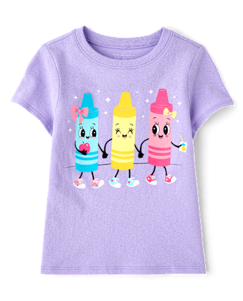 Baby And Toddler Girls School Crayons Graphic Tee