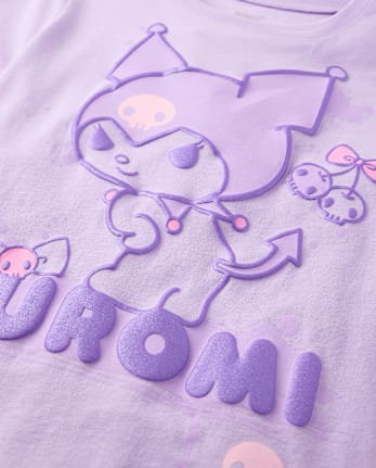 T-shirt graphique Kuromi™ métallisé à imprimé en relief pour filles