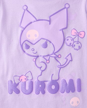 T-shirt graphique Kuromi™ métallisé à imprimé en relief pour filles