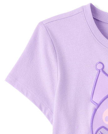 T-shirt graphique Kuromi™ métallisé à imprimé en relief pour filles