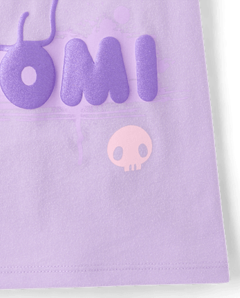 T-shirt graphique Kuromi™ métallisé à imprimé en relief pour filles