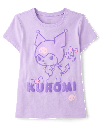 T-shirt graphique Kuromi™ métallisé à imprimé en relief pour filles